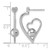 Sterling Silver Rhodium-Plated Cubic Zirconia Polished Heart and Bead Post Drop Earrings, 25.9 mm - View 3