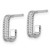 Sterling Silver Rhodium-Plated Cubic Zirconia Rope Edge Rectangle J-Hoop Post Earrings, 11.9 mm - View 2