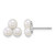 Sterling Silver Rhodium-Plated 5-6 mm Button White 3-Cultured Freshwater Pearl Stud Earrings, 9.8 mm Long