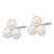 Sterling Silver Rhodium-Plated 5-6 mm Button White 3-Cultured Freshwater Pearl Stud Earrings, 9.8 mm Long - View 2