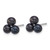 Sterling Silver Rhodium-Plated 5-6 mm Button Black 3-Cultured Freshwater Pearl Stud Earrings, 9.7 mm Long - View 2