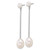 Sterling Silver Rhodium-Plated 5-6 mm Button and 7-8 mm Teardrop White Cultured Freshwater Pearl and Bar Dangle Post Earrings, 47.9 mm Long - View 2