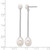 Sterling Silver Rhodium-Plated 5-6 mm Button and 7-8 mm Teardrop White Cultured Freshwater Pearl and Bar Dangle Post Earrings, 47.9 mm Long - View 3