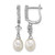 Sterling Silver Rhodium-Plated 6-7 mm Teardrop White Cultured Freshwater Pearl and Cubic Zirconia Dangle Hoop Earrings, 32.1 mm Long