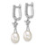 Sterling Silver Rhodium-Plated 6-7 mm Teardrop White Cultured Freshwater Pearl and Cubic Zirconia Dangle Hoop Earrings, 32.1 mm Long - View 2