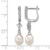 Sterling Silver Rhodium-Plated 6-7 mm Teardrop White Cultured Freshwater Pearl and Cubic Zirconia Dangle Hoop Earrings, 32.1 mm Long - View 3