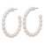 Sterling Silver Rhodium-Plated 5-6 mm Rice White Cultured Freshwater Pearl C-Hoop Post Earrings, 44.5 mm Long - View 2