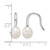 Sterling Silver Rhodium-Plated 7-8 mm Teardrop White Cultured Freshwater Pearl Dangle Shepherd Hook French Wire Earrings, 17.9 mm Long - View 3
