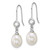 Sterling Silver Rhodium-Plated 6-7 mm Rice White Cultured Freshwater Pearl and Glass Stone Dangle Shepherd Hook Drop French Wire Earrings - View 2