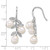 Sterling Silver Rhodium-Plated 6-8 mm Rice White Freshwater Cultured Pearland Cubic Zirconia Leaf Dangle Shepherd Hook Drop French Wire Earrings - View 3