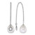 Sterling Silver Rhodium-Plated 6-8 mm Teardrop White Cultured Freshwater Pearl and Glass Stone Threader Dangle Earrings, 71 mm Long