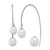 Sterling Silver Rhodium-Plated 6-8 mm and 8-9 mm Teardrop White Cultured Freshwater Pearl Front and Back Threader Dangle Earrings, 45.1 mm Long