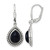 Sterling Silver Antiqued Onyx Teardrop Cabochon Leverback Dangle Earrings, 33.3 mm