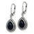 Sterling Silver Antiqued Onyx Teardrop Cabochon Leverback Dangle Earrings, 33.3 mm - View 2