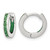 Sterling Silver Polished Green Cubic Zirconia and Green Enamel In and Out 13 mm Hinged Round Hoop Earrings, 11.6 mm Long