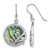 Sterling Silver Rhodium-Plated Polished Round Abalone with Leaves Dangle Shepherd Hook Drop French Wire Earrings, 32.6 mm
