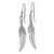 Sterling Silver Rhodium-Plated Polished and Textured Feather Dangle Shepherd Hook Drop French Wire Earrings, 42.6 mm - View 2
