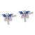 Sterling Silver Rhodium-Plated Cubic Zirconia and Lab-Created Corundum and Blue Glass Dragonfly Stud Earrings, 8 mm - View 2