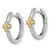 Sterling Silver Rhodium-Plated with 14K Accent Polished Cubic Zirconia Hinged Hoop Earrings, 20.1 mm - View 2