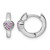 Sterling Silver Rhodium-Plated Polished Pink Cubic Zirconia Heart 2 mm X 11 mm Hinged Hoop Earrings