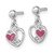 Sterling Silver Rhodium-Plated Polished with Pink Enamel Triple Heart Post Dangle Earrings, 13.5 mm - View 2