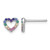 Sterling Silver Rhodium-Plated Polished Rainbow Nano Crystals Open Heart Shape Post Petite Stud Earrings, 7 mm