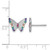 Sterling Silver Rhodium-Plated Polished Rainbow Nano Crystals Butterfly Stud Earrings, 10.5 mm - View 3