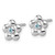Sterling Silver Rhodium-Plated Polished Blue Cubic Zirconia Flower Stud Earrings, 8.8 mm - View 2