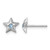 Sterling Silver Madi K Rhodium-Plated Polished Blue Crystal Center Star Petite Stud Earrings, 7.7 mm