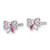 Sterling Silver Rhodium-Plated Pink Cubic Zirconia with Pink and White Enamel Bow Petite Stud Earrings, 5.3 mm - View 2