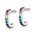 Sterling Silver Rhodium-Plated Polished Rainbow Nano Crystals J-Hoop Post Earrings, 10 mm - View 2