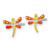 Rhodium-Plated Sterling Silver Polished Yellow and Orange Enameled Dragonfly Stud Earrings, 8 mm - View 2