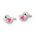 Rhodium-Plated Sterling Silver Polished Enameled Black and Pink Heart Bird Stud Earrings, 4 mm - View 2
