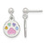 Rhodium-Plated Sterling Silver Polished Enameled Multi-Color Heart Pawprint Dangle Earrings, 16 mm