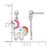 Rhodium-Plated Sterling Silver Polished White and Rainbow Enameled Unicorn Post Dangle Earrings, 21 mm - View 3