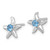 Sterling Silver Rhodium-Plated Polished Round Light Swiss Blue Topaz Starfish Stud Earrings, 11.9 mm - View 2