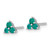 Sterling Silver Rhodium-Plated Polished Three Round Emeralds Stud Earrings, 14.3 mm - View 2