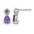 Sterling Silver Rhodium-Plated Polished Amethyst Teardrop and Flower Stud Earrings, 12.1 mm
