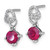 Sterling Silver Rhodium-Plated Polished Round Lab-Created Ruby and Cubic Zirconia Heart Post Dangle Earrings, 16.7 mm - View 2