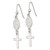 Sterling Silver Polished Spanish Miraculous Medal and Cross Dangle Shepherd Hook Drop French Wire Earrings, 31.1 mm - View 2