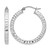 Sterling Silver Rhodium-Plated Diamond-Cut 3 x 30 mm Square Tube Hoop Earrings