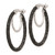 Sterling Silver Rhodium-Plated Black Glitter Enamel 2 x 25 mm Hoop Earrings - View 2