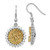 Sterling Silver Yellow Druzy & Cubic Zirconia Circle Shepherd Hook Dangle French Wire Earrings, 36 mm