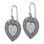 Sterling Silver & Black Ceramic Crystal Heart Dangle French Wire Earrings, 27 mm - View 2