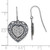 Sterling Silver & Black Ceramic Crystal Heart Dangle French Wire Earrings, 27 mm - View 3