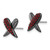 Sterling Silver Black Ceramic Red Crystal X Stud Earrings, 10.85 mm - View 2