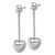 Sterling Silver Rhodium-Plated Polished Puffed Heart Post Dangle Earrings, 35 mm - View 2