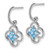 Sterling Silver Rhodium-Plated Blue Cubic Zirconia Textured Removable Clover J-Hoop Post Dangle Earrings - View 2