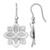 Sterling Silver Rhodium-Plated Polished Brushed and Textured Flower Shepherd Hook Dangle French Wire Earrings, 37 mm