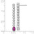Sterling Silver Rhodium-Plated Polished and Beaded Oval Red and Round White Cubic Zirconia Dangle Earrings - View 3